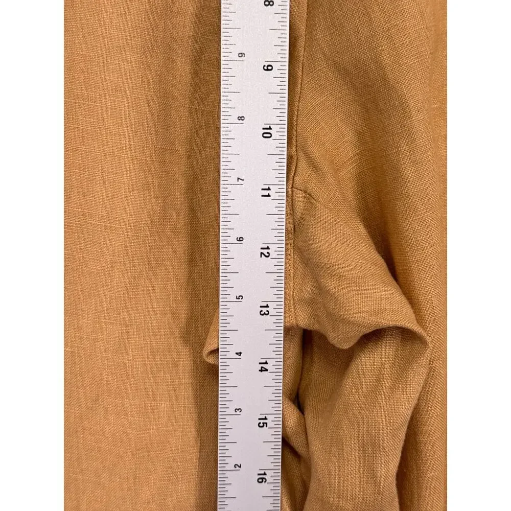Banana Republic Pants Large Womens Gold Linen Track Stripe Wide Leg Trouser